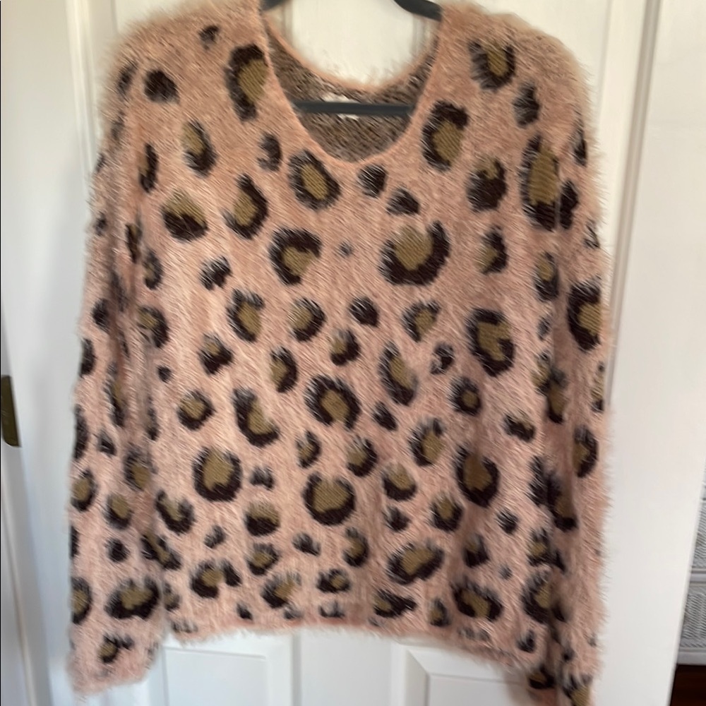 Leopard Print Fuzzy Sweater